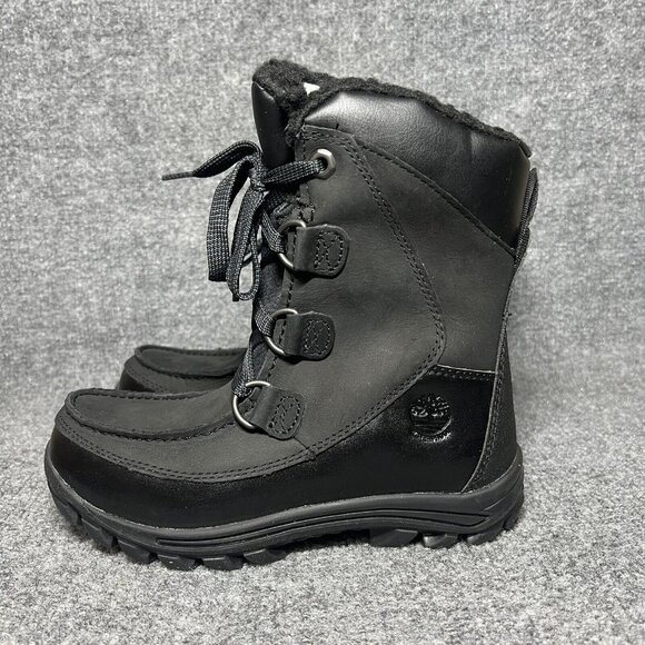 Timberland Chillberg Waterproof Boots Boys Size 2 Black Sherpa Lined - Picture 3 of 8
